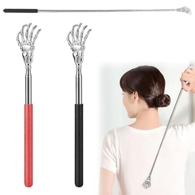 Gratte Dos Télescopique, 2pcs Grattoir Dos Main pour Gratter le Dos Tête en Acier Inoxydable Poignée Couverte de Pvc Back Scratcher Massage des Démangeaisons de Dos Tête Grattage du Corps
