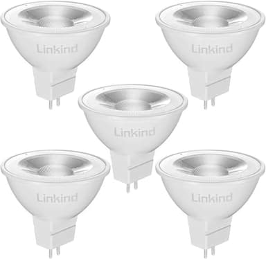 Linkind Ampoules LED GU5.3 MR16 12V, 5W Equivalent à 50W Lampe Traditionnelle, Blanc Chaud 2700K, 520LM, 36° Angle, Ampoules LED Spot 12V, Non Dimmable, Lot de 5