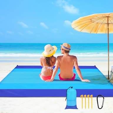 Ainiv Couverture de Plage, Grand Tapis de Plage 275 x 300 cm, Imperméable, Anti Sable, Couverture de Pique-Nique, pour Camping, Randonnée, Pique-Nique