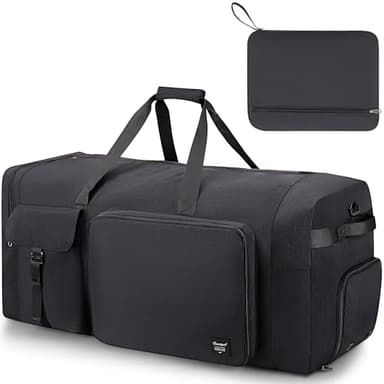 YOUNGOA Sac de Voyage Pliable pour Homme & Femme, 120L Grand Sac de Sport étanche avec Compartiment à Chaussures, Noir