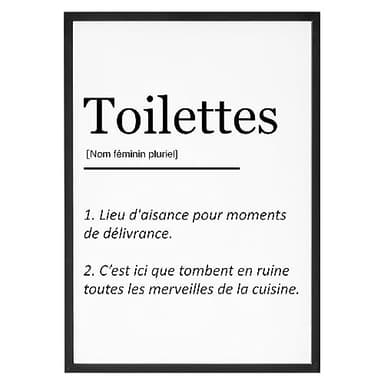 La French Touch Affiche toilette définition - Made In France - Tableau décoration murale - Cadeau toilette original rigolo (A4 (21 x 29,7 cm), Sans cadre)