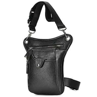 LIANYG Sacoche de Jambe Moto,Leg Bag Moto Vintage Cuir Taille Sac à Jambe de Goutte for Hommes Femmes Ceinture Bum Bum Sac Polyvalent Moto vélo de randonnée en Plein air Camping (Color : Black)