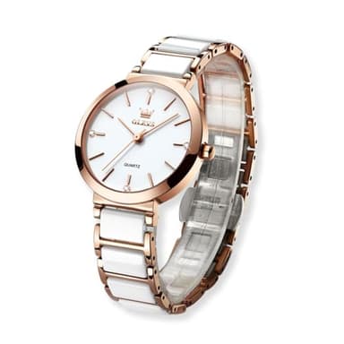 Raitown Montre Femme Mode Céramique Imperméable Quartz Or Rose Montre pour Femme Cadeau Noir Blanc Optionnel