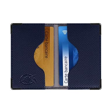 Color Pop® Etui 2 Cartes bancaires blindé (Anti-RFID) - Fabrication française - Protection des données bancaires (Bleu Marine - PVC Silver) - 9,7 x 6,5 x 0,5 cm