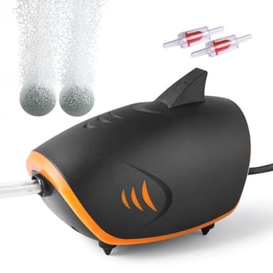 PYPABL Pompe à Air Puissante pour Aquarium 420L/H, 4W Pompe à Oxygène Silencieux à 2 Sorties Métalliques avec Lumière LED, Pompe à Air Réglable pour Aquarium,pour Réservoir 30-600L (4W)