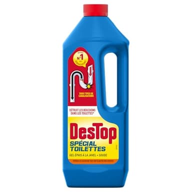 Destop gel déboucheur spécial toilettes - détruit les bouchons des WC - avec javel - 1L