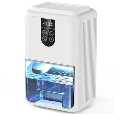 Deshumidificateur d Air 2000ML, Déshumidificateur Electrique Silencieux avec Fonction Dégivrage, Mode veille, Éclairage 7 Couleurs et Minuterie 4-48H Pour Chambre Buanderie Salle de Bain, 600ML/24H