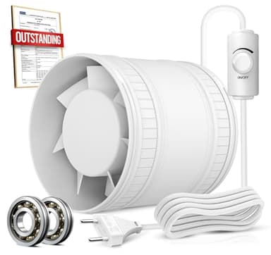 BUMSOU Extracteur d'Air 100 mm à Vitesse Réglable, Compact Ventilateur Silencieux et Puissant, Aérateur d Air avec Protection Contre la Surchauffe, VMC Salle de Bain Cave Garage Tente