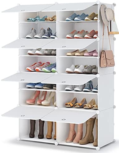 HOMIDEC Meuble Chaussure, 7 Niveaux Rangement Chaussure 28 Paires Etagere Chaussure, Armoire a Chaussures avec Porte pour Entrée Salon Chambre