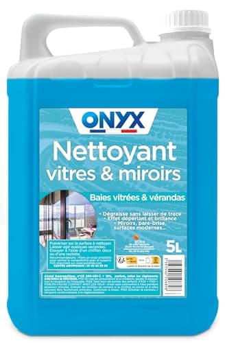 Onyx - Nettoyant Vitres et Vérandas - Nettoie, Dégraisse et Fait Briller - Effet DEPERLANT - Fabrication Française - 5L
