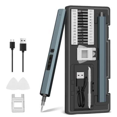Dinow Tournevis de Precision Electrique Sans Fil, 30 en 1 Mini Tournevis Electrique Sans Fil Avec LED Pour Réparer Smartphone PC Lunettes Jouets Montres