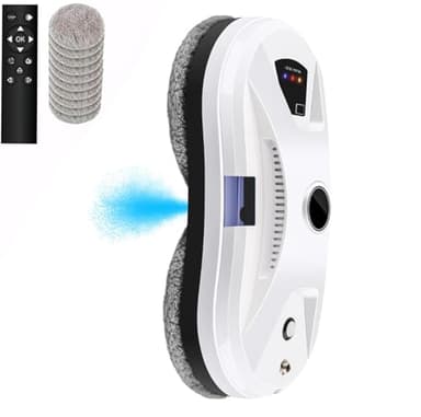 Eznaobo Robot nettoyeur de vitres avec fonction pulvérisateur, 5600 Pa - Robot nettoyeur de vitres automatique - Nettoyeur de vitres électrique - Télécommande pour fenêtres intérieures et extérieures