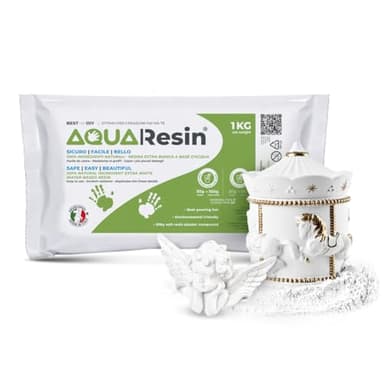 AQUA RESIN® – Plâtre Alpha (Résine Minérale) | Effet Porcelaine Satinée, prêt avec Seule Eau, Sûr et Non Toxique, Blanc ou Noir et Colorable, pour DIY, Moules, Objets Créatif (Blanc, 1 kg)