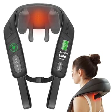 COMFIER Masseur dos et cervicales avec chaleur, sans fil Shiatsu 4D expert Masseur pétrisseur pour cou, dos, jambes, épaules, masseur shiatsu pour la maison bureau, cadeaux pour hommes, femmes