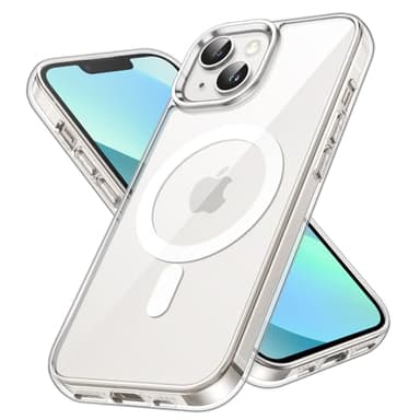 JETech Coque Magnétique pour iPhone 13 Mini 5,4 Pouces Compatible avec MagSafe Recharge sans Fil, Étui Housse de Téléphone Antichoc, Dos Transparente Anti-Rayures (Transparente)
