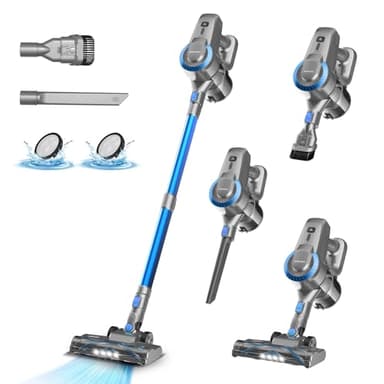 Aspirateur Balai sans Fil N300, 25KPa & 2 Vitesses, Aspirateur sans fil 175W, Aspirateur Léger, 50Min Autonomie, 6 en 1 Aspirateur Balai sans Sac pour Les Poils d'animaux, Tapis, Canapé, Voiture