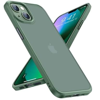 TORRAS (2023 Plus Fort Coque iPhone 13 Antichoc (Militaire Protection) Translucide Toucher Doux Antirayures Dos Rigide Silicone Guardian Séries Vert