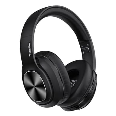 TuneFlux Casque Bluetooth sans Fil Over Ear, Autonomie de 80H, 3 Modes de Son 3EQ, écouteurs stéréo HiFi avec Microphone à Basses Profondes, Casque Bluetooth 5.3 Pliable-Noir
