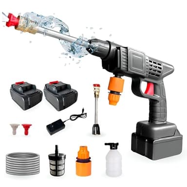 Nettoyeur Haute Pression. Pistolet Nettoyeur Haute Pression avec 2 Batteries 48V. Laveuse Électrique Portable sans Fil 35 Bars / 500PSI / 1500mAh / 300W. Rechargeable avec Accessoires.