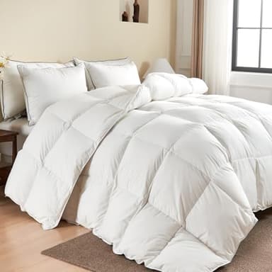 KUSNUG Couette en Duvet d'oie 240x260, 90% Duvet D Oie et 10% Plume, Coton Égyptien Ultra Silencieux, 2 Personnes Couette 4 Saisons très Chaude, Luxe Naturelle Tempérée 260x240, Goose Down Comforter