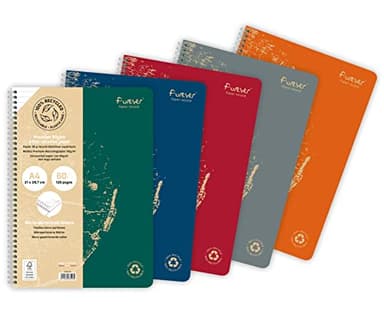 Clairefontaine Forever 68406C Un Cahier à Spirale 100% Recyclé - A4 21x29,7 cm - 120 Pages Détachables Lignées - Papier Recyclé Blanc 90 g - Couverture Carte Recyclée