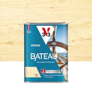 V33 Vernis bois extérieur Incolore mat - Vernis bateau - Protection extrême UV et sels marins - Résistance aux écarts de températures - Ecolabel - 1L