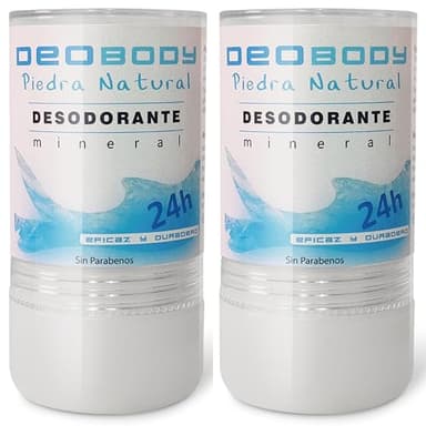 Déodorant Alun Naturel en Pierre (deux unités de 120gr) Unisexe. Antisudorifique Pour Forte Transpiration Des Aisselles Et Des Pieds. Sans Aluminium Et Sans Parabens. 100% Naturel