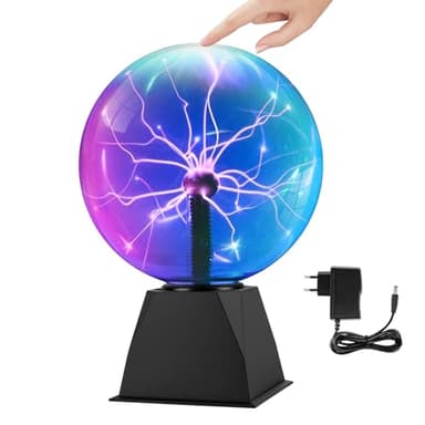 SKUTZTEK Boule Plasma de 20 cm, Sphère Lumineuse à Effets Multicolores avec Sensible au Toucher et Activation Vocale pour Fêtes et Décoration Intérieure, Idéal comme Cadeau de Noël