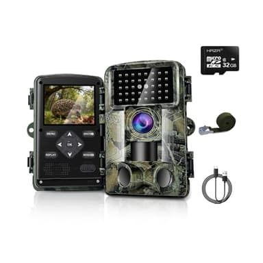 HAZA Caméra de Chasse,58MP HD Caméra Chasse Vision Nocturne No Glow, IP66 Etanche des Animaux détecteur de Mouvement, Moniteur d'observation avec Carte SD 32 Go,Temps de Déclenchement 0,1 s,Minuterie