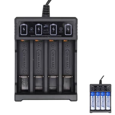 Chargeur Indépendant à 4 Emplacements pour Batteries Rechargeables AA et AAA, Écran LCD Intelligent, Système de Refroidissement Efficace et Sécurité Avancée pour des Recharges Fiables et Sécurisées