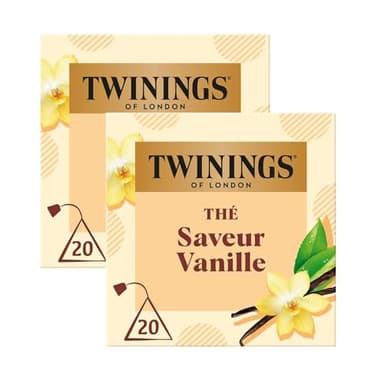 Twinings - Assortiment Découverte Rond et Gourmand - Thé Noir Saveur Vanille - 40 Sachets - à Déguster Chaud ou Froid