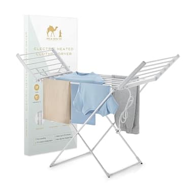 Silk Route Home Séchoir à linge électrique chauffant 18 bars – Espace de séchage de 11,5 m – Étendoir chauffant pliable pour serviettes, draps et vêtements