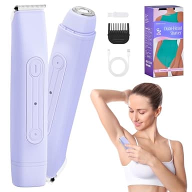 2 en 1 Rasoir Electrique Femme Tondeuse Femme Intime Epilateur électrique Femme Sans Douleur Tondeuse Bikini USB Rechargeable étanche pour Maillot Aisselles Jambes Bras Corps Bikini Visage (Lila)