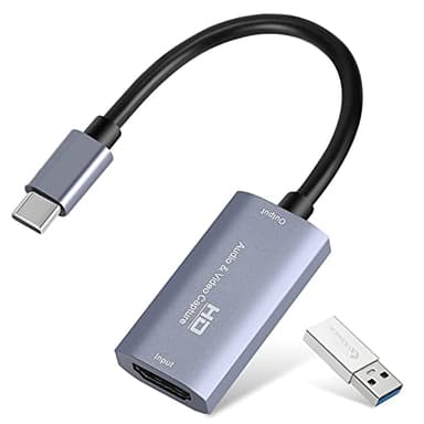 Carte de capture vidéo, carte de capture audio USB 3.0 HDMI vers USB C, capture 4K 1080p 60 FPS avec adaptateur de type C pour jeux vidéo en streaming en direct, compatible avec système Windows Mac OS