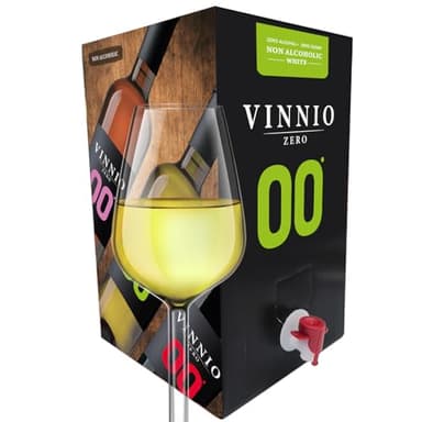 VINNIO - Vin sans alcool 0,0 Premium Blanc | Bag in Box 10 litres | Équivalent à plus de 13 bouteilles de 750 ml | Format Économique avec Robinet (Sans Sucre, Faible en Calories)