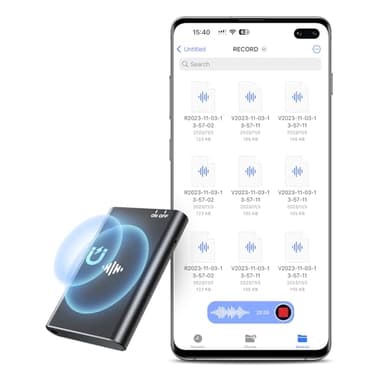 enregistreur Vocal 64GB avec Aimant, Réduction du Bruit DSP 4.0, Fonction OTG, 1800h d'Enregistrement - Dictaphone Numérique pour Conférences, Cours et Interviews