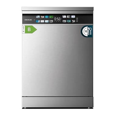 Cecotec Lave-vaisselle 60cm Bolero Aguazero 6700 Inox B Lave-vaisselle inox, 15 couverts, Classe B, Moteur Inverter Plus, O2 Dry, Lavage Double Zone, Plateau Ajustable, Stockage Long et Turbo Dry+.
