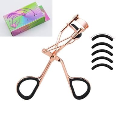 Recourbe-Cils Professionnel Acier,Kit de recourbe-cils en métal,Recourbes cilss Professionnel,pour femmes et filles(Or rose)