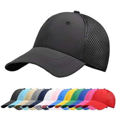 Baynetin Casquette de Baseball, Unisexe Respirant Couleur Unie Maille Dos Réglable Fermeture Snapback Anti UV Chapeau de Protection Solaire (Noir)