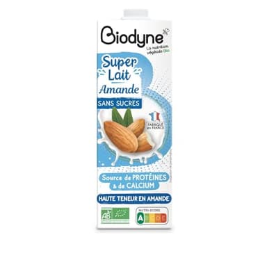 Boisson végétale lait d'amande sans sucres BIODYNE - la brique d'1L Lot De 3 - Par Lot