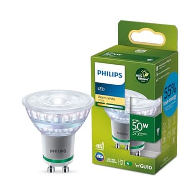 Philips, ampoule LED Ultra Efficient Classe A, 50W, culot GU10, blanc chaud 2700K