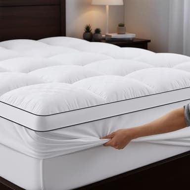 Autsel Surmatelas 140 x 200 cm, 1200 g/m² Ultra-Doux avec 4 Coins Antidérapants, Surmatelas Premium Hypoallergénique en Microfibre Lavable en Machine