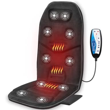 COMFIER Housse de Chaise de Massage avec Chauffage - 10 Moteurs vibrants, Masseur de Dos de Chaise, Housse de Massage de Dos de Chaise, Cadeaux pour Hommes/Femmes/mères/pères