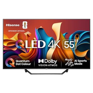 Hisense 55 inch Smart TV 55A7NQ QLED 4K UHD, Dolby Vision Atmos, AI MEMC Sport Mode, HDR, VIDAA with Youtube, Netflix, Disney+, Channel +(2024 Model)