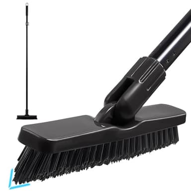 Mitclear Brosse à Coulis avec Long Manche(132cm), Nettoyeur de Carrelage et de Joints de Sol avec Poils Rigides, Brosse de Nettoyage pour Carreaux, Salle de Bain, Cuisine, Douche, Plinthes(Noir)