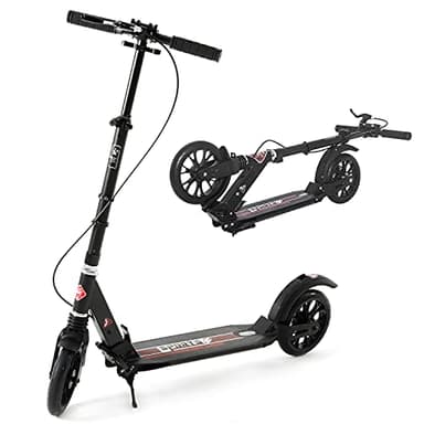 ISE Trottinette en Aluminium Pliable 2 Roues,Hauteur de Guidon Réglable,Double Système d'absorption de Choc & Freinage,Grande Roue avec Pneu Antidérapant,pour Adultes et Adolescents de 12 Ans