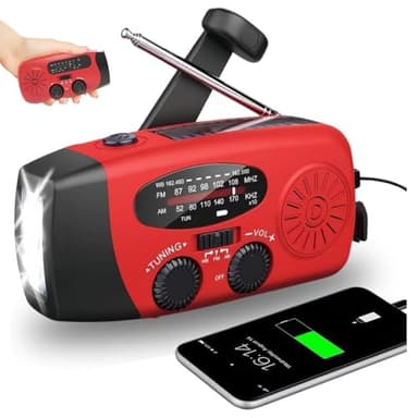 Radio a Pile Survie - Radio Solaire - Kit de Survie Complet - Dynamo Manivelle Portable Rechargeable 2000mAh, AM/FM, Lampe Torche, Fonction SOS, Powerbank – Idéale Camping, Randonnée