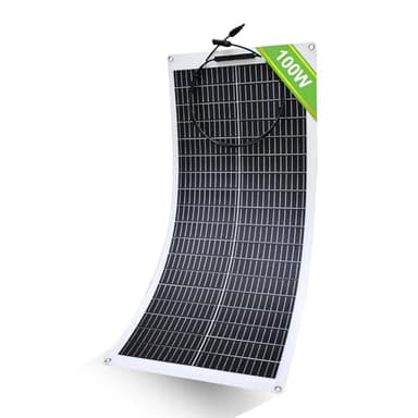 ECO-WORTHY Panneau Solaire Souple 12V 100W Flexible MONO avec Câble de Recharge pour Camping-Car, Bateau, Batteries 12V