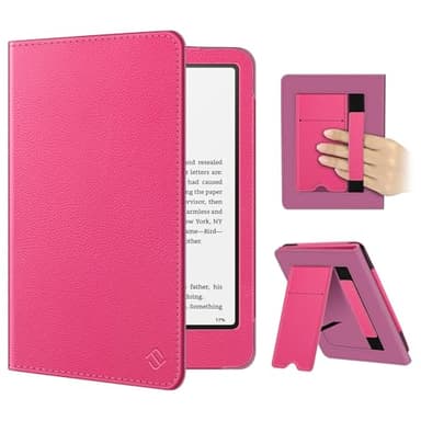 FINTIE Étui pour 7" Kindle Paperwhite (12e Génération, 2024) et Kindle Colorsoft (1re Génération, 2025/2024), Coque avec Béquille, Compartiment pour Cartes et Dragonne, Magenta