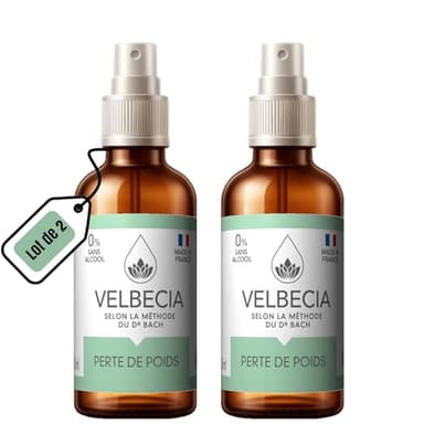 Velbecia® Perte de poids 50 ml +1 OFFERT Elixirs de fleurs - SANS ALCOOL - Méthode du Dr Bach - Gérer sa frustration, culpabilité, découragement, tentation, démotivation
